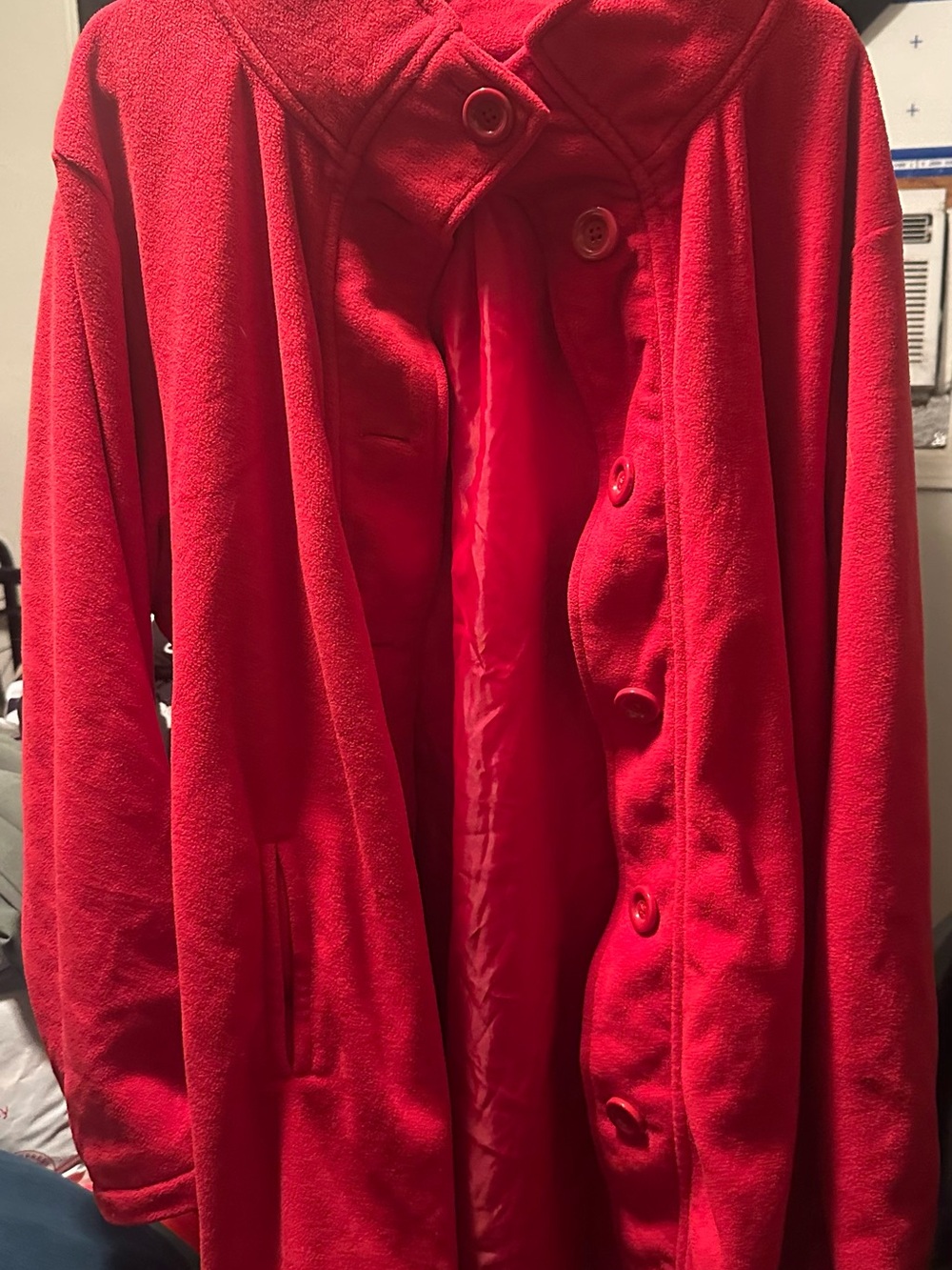 Men's Red Button-Front Coat - Classic Winter Layer
